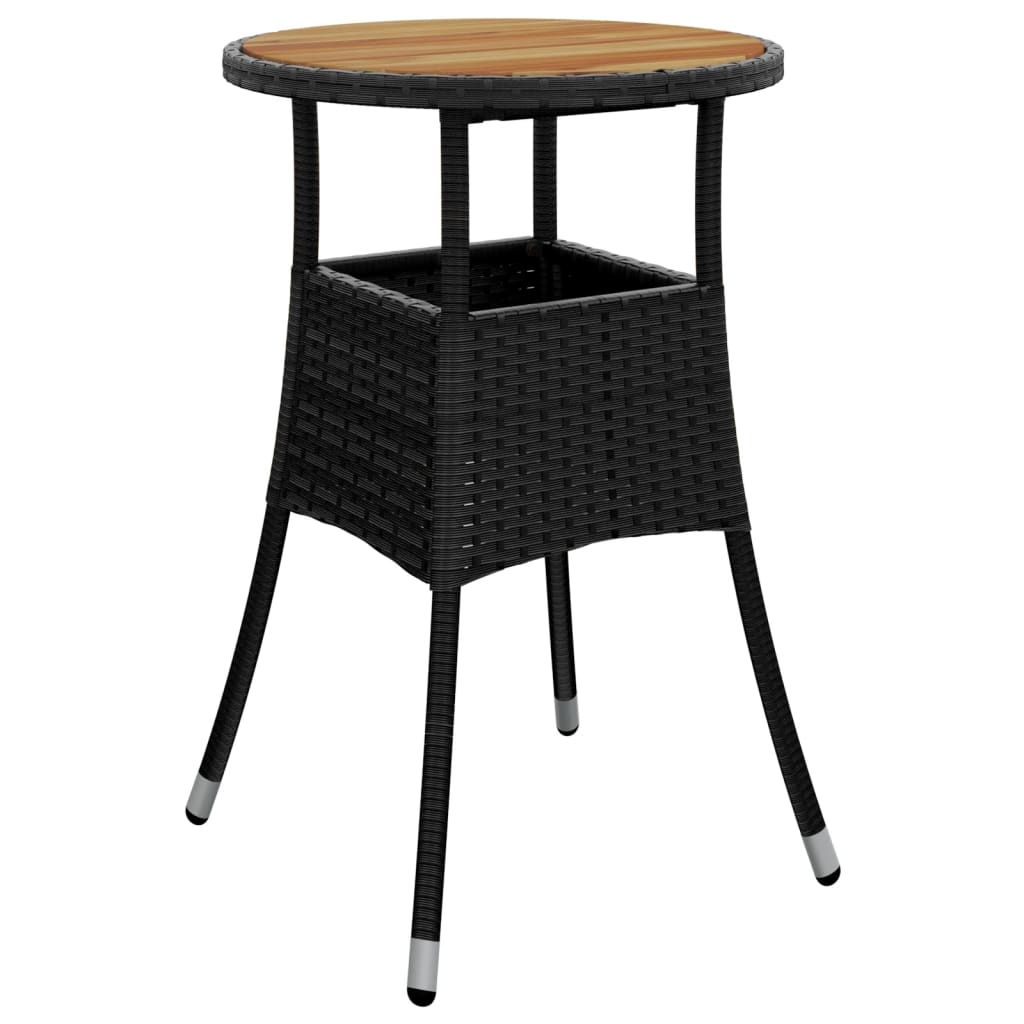 vidaXL Gartentisch Ø60x75 cm Akazienholz und Poly Rattan Schwarz Image