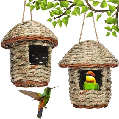 Handgefertigtes Vogelnest, Vogelhäuser, Grasvogelhut, handgewebtes Vogelhaus, Haus für Naturvögel Image