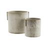 Madam Stoltz - Lot de 2 Pots grès coloris gris - Ivoire pour vos plantes