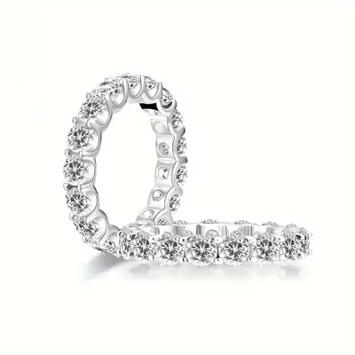 1pc S925 Silver with 4.2CT Moissanite Co-ed Eternity Ring, Band Ring, Moissanite Gemstone Jewelry