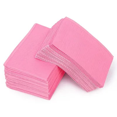 Nail Tips Art Table Towels Mat, Pink, 50 Pcs, French, Wood Pulp Paper, Disposable, Waterproof,