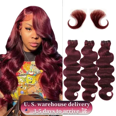 28 30 Inch Burgundy 99j Body Wave Bundles Red Colored Human Hair Bundles 1/3/4 PCS Bundle Deals