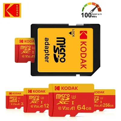 5PCS Kodak MicroSD Card RED Memory Card 32GB 64GB 128GB 256GB 512GB Class10 TF Flash Card SDXC U3