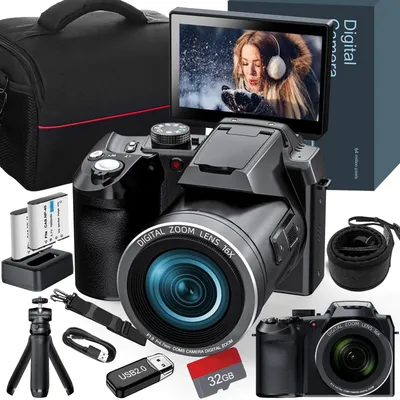 Digital Camera 4K 64MP 16X flip camera suitable for YouTube, suitable for photography beginners easy to learn and operate camera