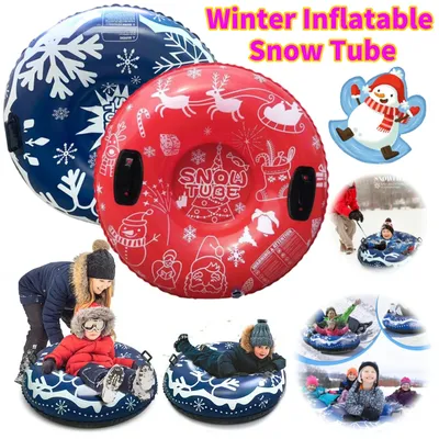 Inflatable Ski Lap Sledding Tube Thickened Winter Inflatable Snow Tube with Handles Skiing Circle