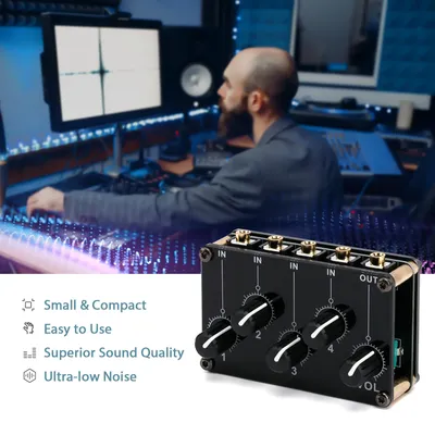 4-in-1-out Passive Mixer Module Mini Stereo 4-Channel Passive Mixer Audio Mixer 4 Audio Input to 1