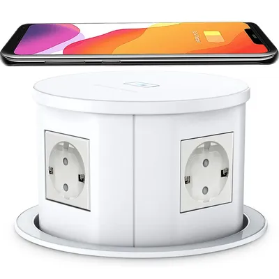 Pop-Up-Steckdose für automatisches Anheben auf der Arbeitsplatte, einziehbare Desktop-Steckdose, versteckte USB/Typ-C/Wireless Charge Smart Outlet