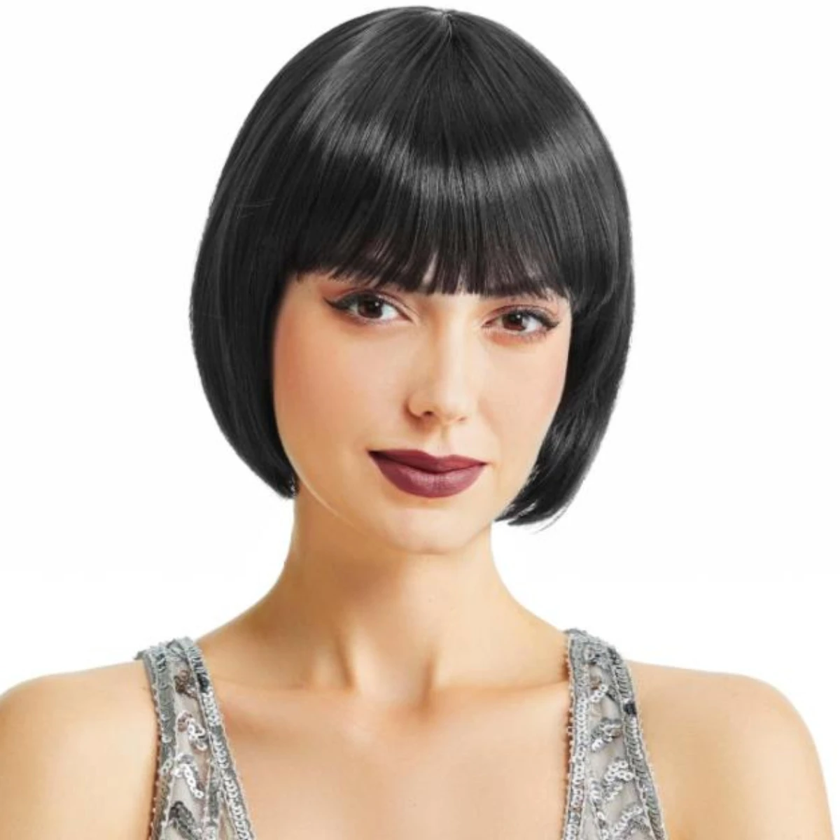 Kurze Bob Perücke mit Pony synthetische Perücken für Frauen schwarz blond rosa Lolita Cosplay Party Natur haar Perruque Bob Image