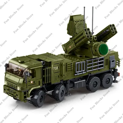 SLUBAN Militär Flugabwehr Raketen Fahrzeug Pantsir S1S Flugabwehr Auto Modell Bausteine Sets Soldat Image