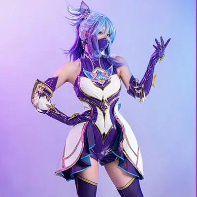 Ssgame Star Guardian Cos Akali Cosplay Anzüge Full Set Perücken Haare Anime Kostüm Für Frauen Party Image