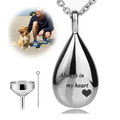 Haustier Urne Anhänger Edelstahl Teardrop Schmuck leicht zu tragen Katze Hund Trauer liefert Image