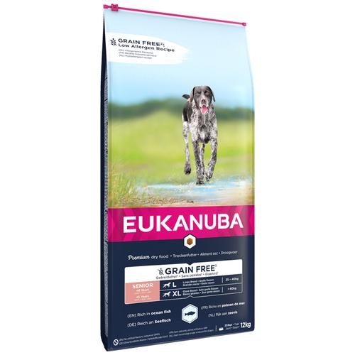 Sparpaket: 2x12kg Eukanuba Senior Large Breed Grain Free Seefisch Hundefutter trocken