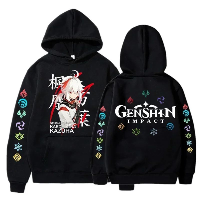 Genshin Impact Koreanischer Stil Y2k Hoodies Hu Tao Zhongli Vintage Streetwear Wanderer Faruzan Nahida Xiao Cartoon Gothic Sweatshirt Image