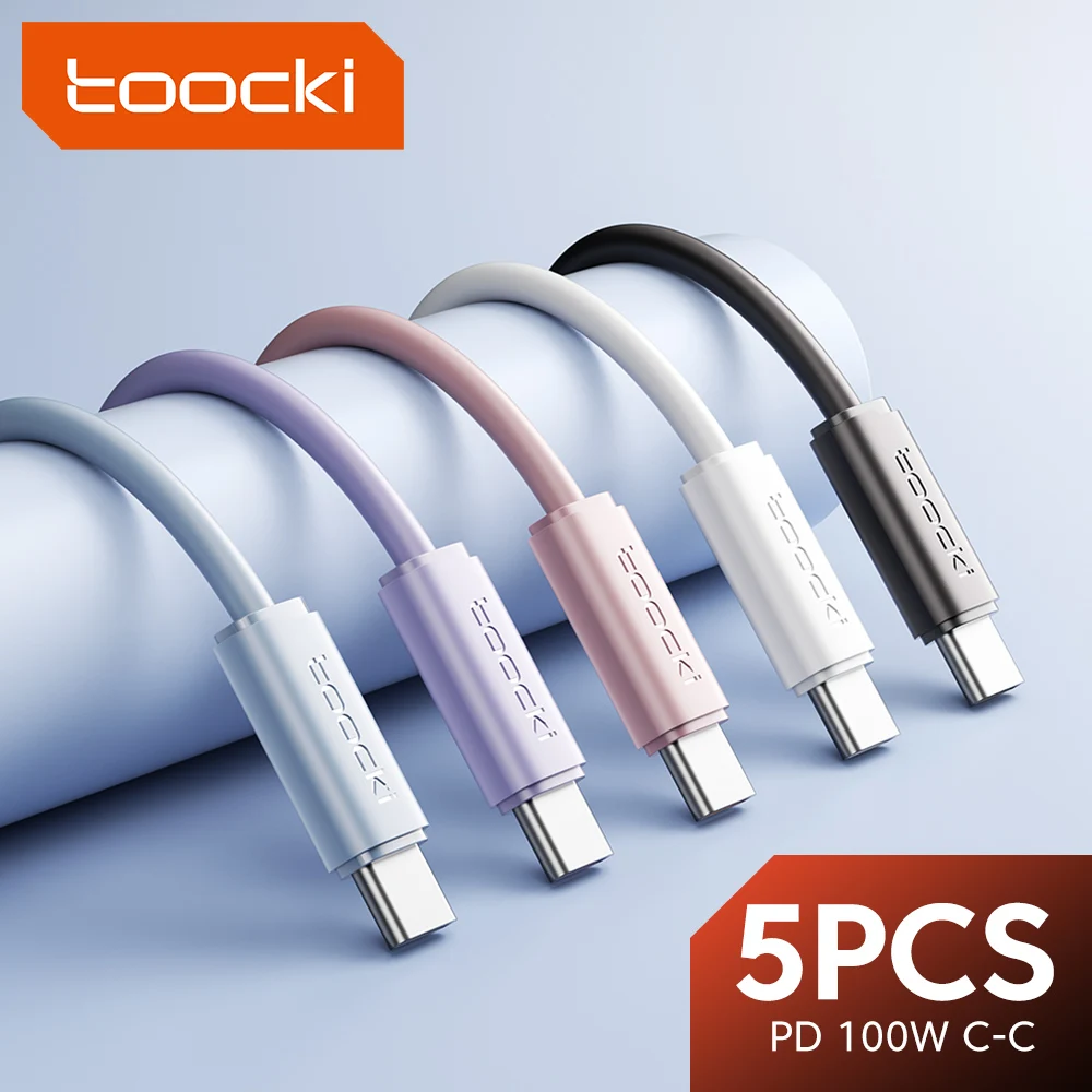 Toocki 5er-Pack USB-C-auf-USB-C-Kabel PD 100 W/60 W Schnellladung für iPhone 16 15 14 13 12 Samsung S23 S22 Ultra Xiaomi Huawei Redmi Image