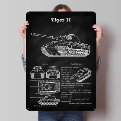 König Tiger II Tank ww2 Blaupausen Metall Poster Kunst der Wandbilder Vintage Metall Zinn Zeichen Image