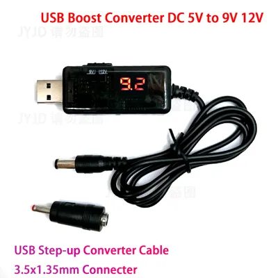 USB-Boost-Konverter DC 5 V auf 9 V 12 V USB-Aufwärtswandlerkabel + 3,5 x 1,35 mm Anschluss für Netzteil/Ladegerät/Stromrichter Image