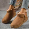 Heiße Frauen Schneeschuhe für solide Plattform künstliche Wildleder stiefel Herbst Winter warme Schuhe Boote Größe 42 Slip on Baumwoll schuhe