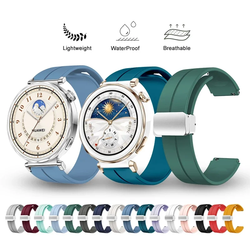 18 mm Silikonarmband für Huawei Watch GT4 GT5 41 mm Schnellverschluss-Sportarmband mit magnetischer Faltschließe für Huawei GT5 Pro 42 mm Image