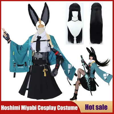 Hoshimi Miyabi Cosplay Kostüm Anime Spiel Zenless Zone Zero мияби Fuchs Mädchen voller Satz Perücke Ohr schöne Uniform Party Karneval Anzug Image