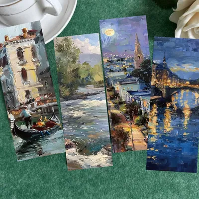 30 stücke Ölgemälde Landschaft Lesezeichen Leseseiten Lesezeichen Student Schreibwaren Papier Karte Seite Dekoration Lesezeichen   Image