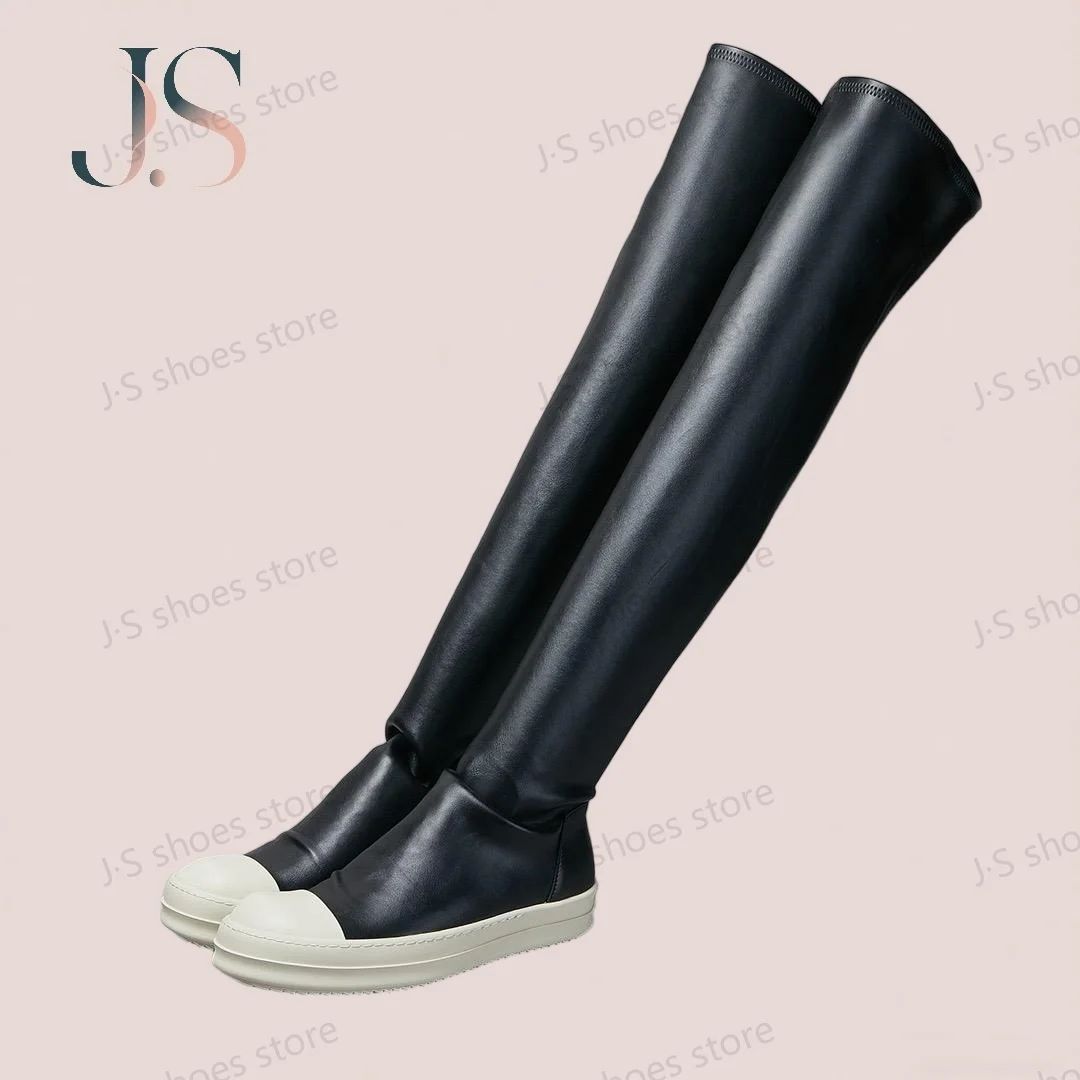 R-o Damen-Turnschuhe, Rindsleder, Overknee-Stretchstiefel, Herren, schwarze Lederschuhe, Freizeitschuh, Schuhe, Winter, kniehoher Stiefeletten