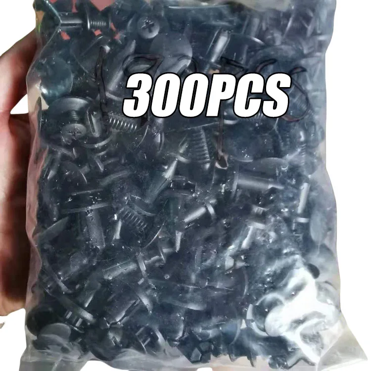 300/50 stücke 8mm Kunststoff Befestigungen Schrauben Universal Auto Stoßstange Kotflügel Schwarz Nieten Auto Fastener Push Pin Clips auto Zubehör Image