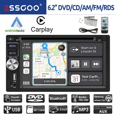Doppel 2 DIN Apple Carplay Android Auto Autoradio Bluetooth 5.0 CD DVD MP5 Player AM FM Bluetooth TF RDS 3 USB AUX