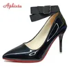 Aphixta 2 cm Flock Gürtelschnalle Schwarz Hohe 12 cm/10 cm/7 cm Stiletto Heels Pumps Frauen Schuhe Spitz Party Super Große Größe 49 50
