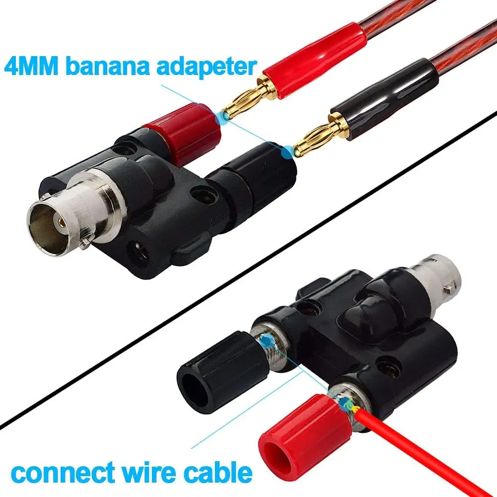 2 Stück bnc Buchse oder Stecker auf Doppel banane Buchse Binde pfosten RF Koax Splitter Adapter Stecker für HF-Funkantennen Image