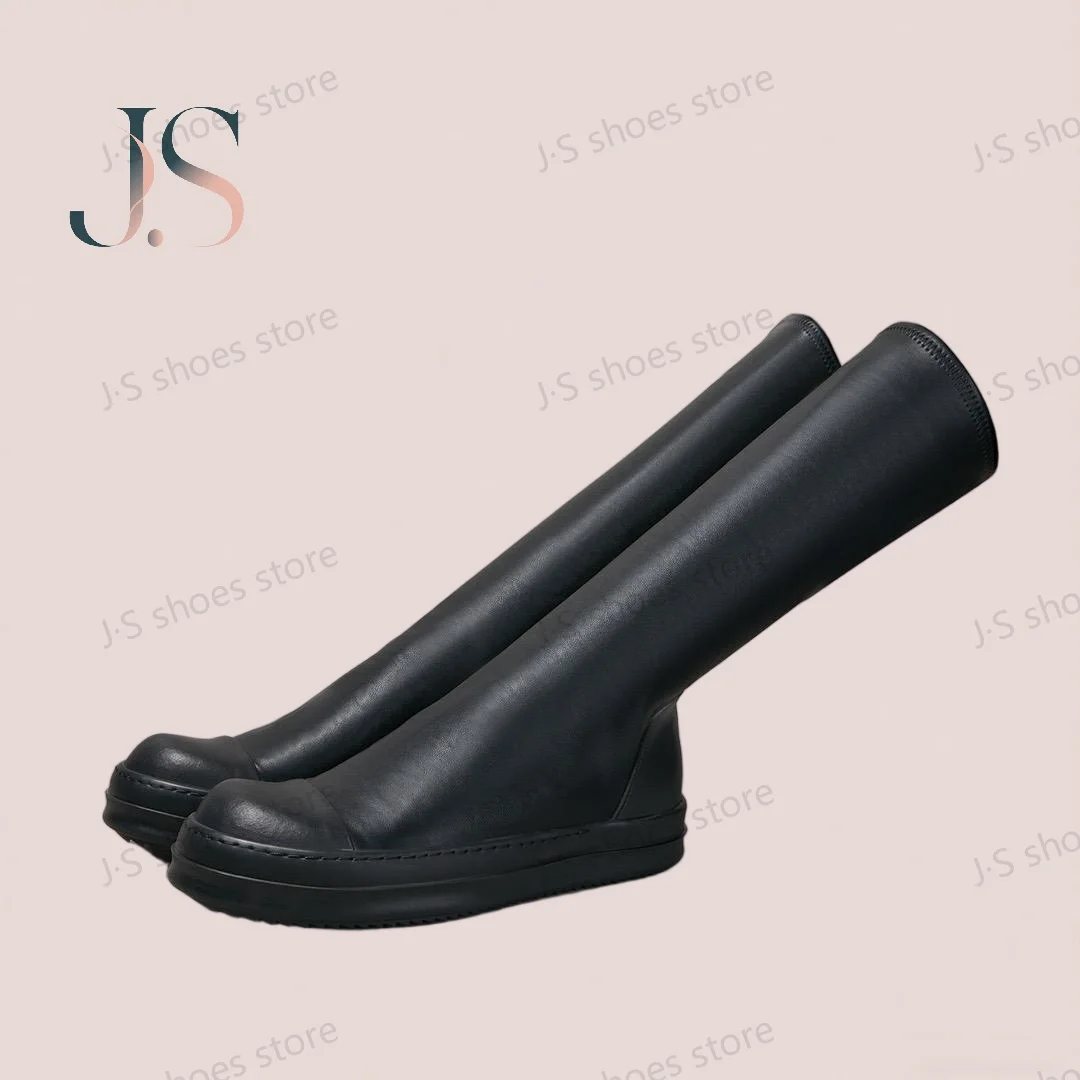 Marke Sneaker Ro Frauen Boot Stretch Stiefel Männer Gummi Sohle Schuh Schwarz Leder Unter-Knie Reiten Ankle Boot Rindsleder casual Schuhe