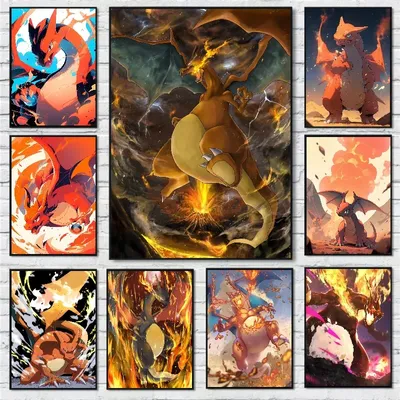 Japanische Manga Pokémon Charizard Kunstwerk Wanda uf kleber Malerei Leinwand Aufkleber und Poster Image
