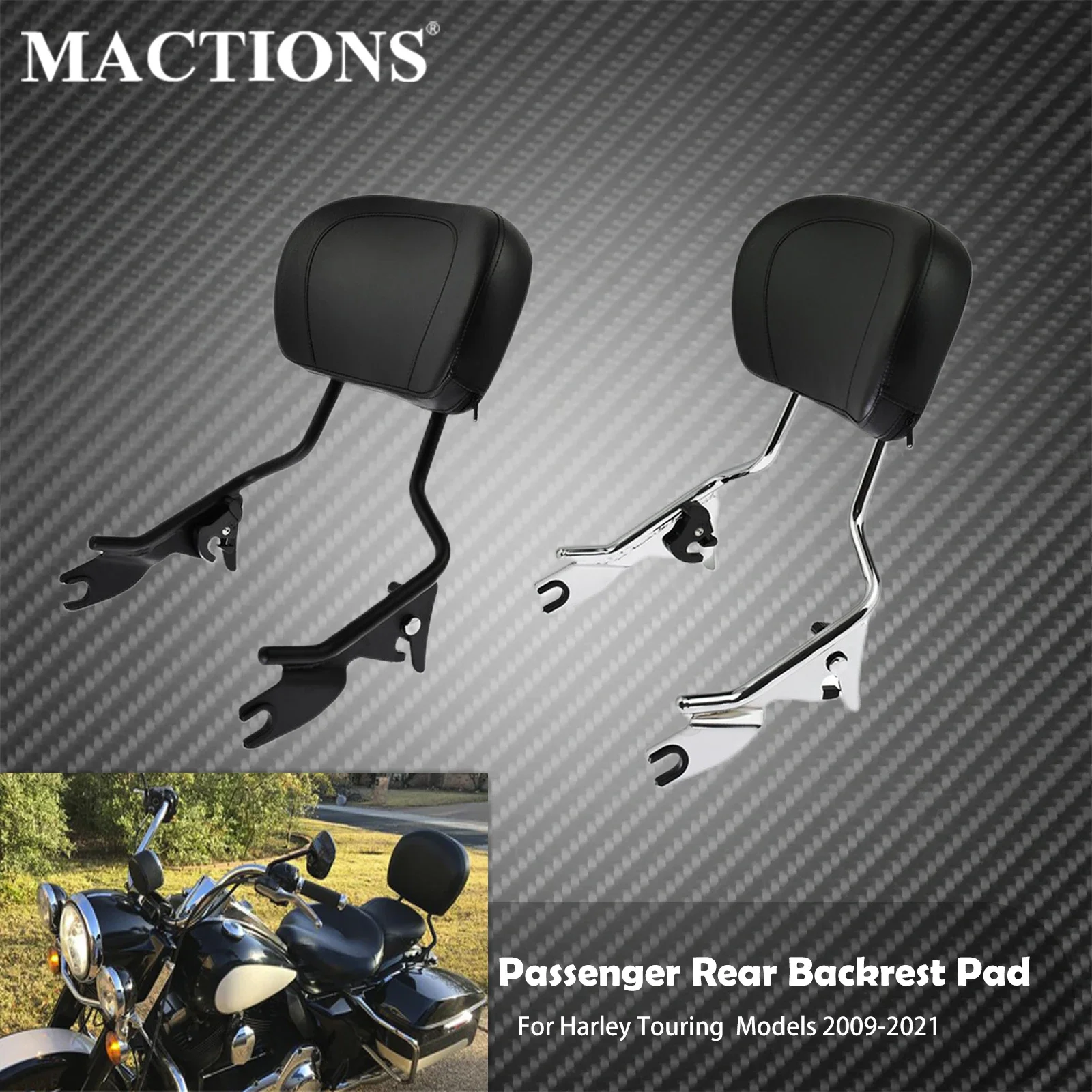 Motorrad Passagier Hinten Rückenlehne Pad Abnehmbare Sissy Bar Für Harley Touring Electra Street Glide Road King FLTRX 2009-2025 Image