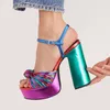 Marke Multicolor Woven Laufsteg Sandalen Fisch Mund High Heels Plattform frauen Schuhe Große Größe