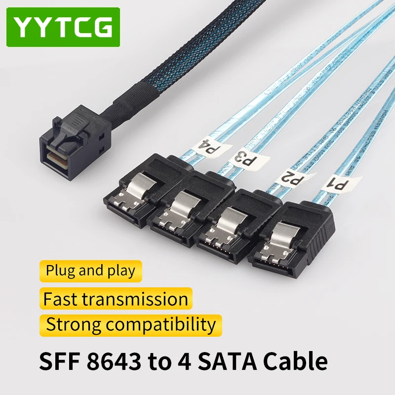 Mini SAS HD 12G SFF8643 auf 4 SATA internes Kabel SFF 8643 Motherboard-Controller auf 4 SATA-Festplatten-Serverkabel Image