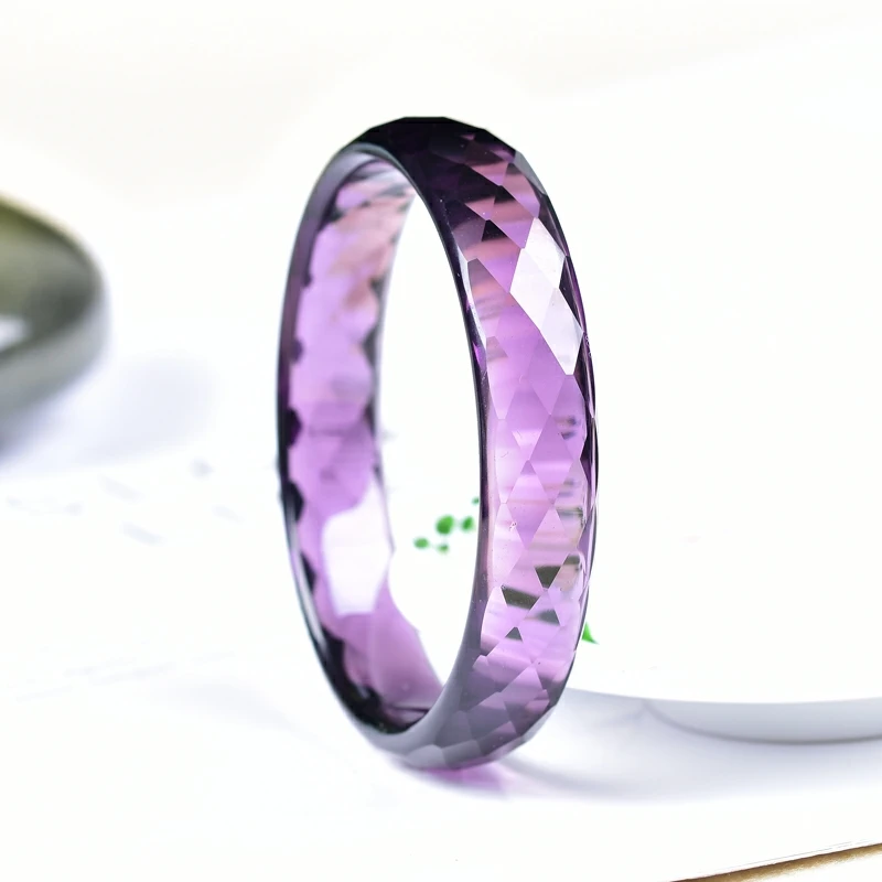 Echte natürliche lila Amethyst Quarz Kristall geschnitzt facettiert geschnitten Frauen Armreif Armband Amethyst 62mm 60mm 58mm 56mm 54mm aaaaaa