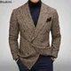 Nuovo 2025 Primavera Autunno Giacca da uomo con stampa scozzese Moda Casual Slim Festa di nozze Abiti a maniche lunghe Giacca Abbigliamento da uomo Blazer
