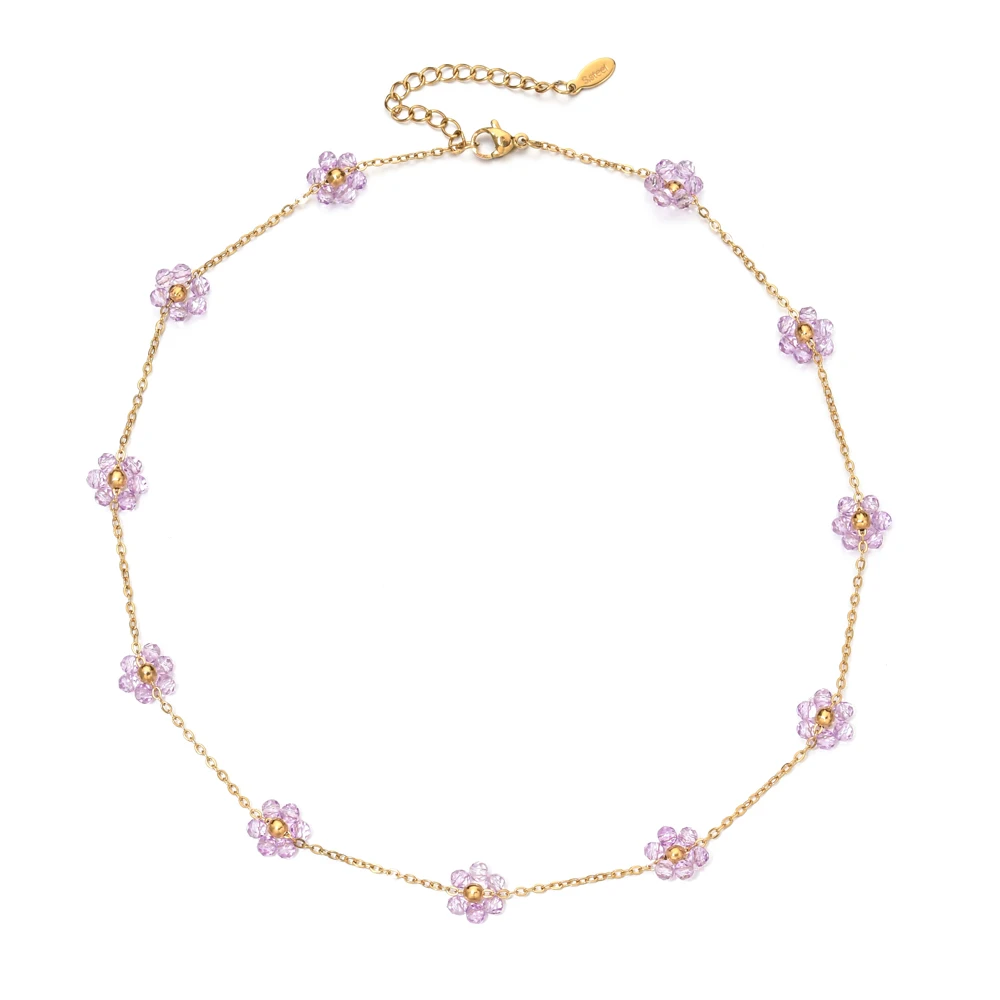 ZMZY Collana girocollo con fiori di cristallo rosa semplice Accessori di dichiarazione Collana con colletto con strass da donna Gioielli con clavicola