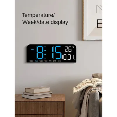 16inch Digital Wall Clock Larger LED Living Room Alarm Clocks Remote Control Date Week Temperature Clock Dual Alarms Time Clocks