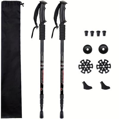 TEMU 2pcs Hiking Trekking Poles, Collapsible With 10pcs Tips Storage Bag, Lightweight, , Hiking Or Walking Sticks, Adjustable Hiking Pole For Men And Women