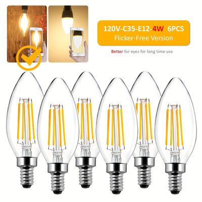 TEMU 6/10 , 4w E12 C35 Candelabra Led Bulbs, Led Bulbs Hanging Ceiling, B11 Led Bulbs, 2700k , Traditional , Candelabra E12 For Dining