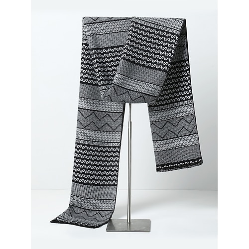 Klassischer karierter Winterschal für Herren – weiches Kunstwolle-Polyester-Karomuster für Wärme und Stil, perfekt für die Freizeit oder das Büro Image