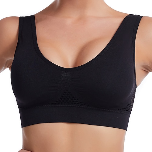 Damen Leichte Unterstützung Sport Bustier bh Sport-BH Bustier Rückenfrei BH-Oberteil Gefüttert Fitness Freizeit Sport Laufen Atmungsaktiv Leichtgewichtig Weich Melonen-Rot Schwarz Weiß Einfarbig Image