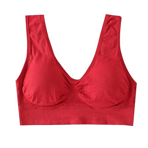 Damen Leichte Unterstützung Sport Bustier bh Sport-BH Bustier Rückenfrei BH-Oberteil Gefüttert Fitness Freizeit Sport Laufen Atmungsaktiv Leichtgewichtig Weich Melonen-Rot Schwarz Weiß Einfarbig Image