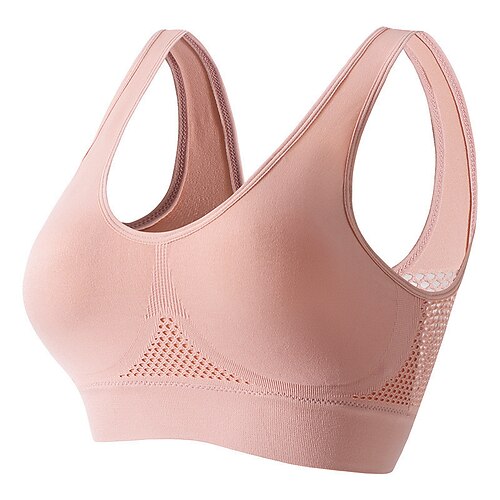 Damen Leichter Halt Sport-BH Lauf-BH Offener Rücken BH-Top nein Fitness Freizeitsport Laufen Atmungsaktiv Leicht Weich Schwarz Weiß Rosa Einfarbig Image