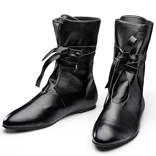 Mittelalterlich Renaissance Schuhe Flache Jazzstiefel Kostüm Herren Damen Keltisch Seeräuber Fantasie Maskerade Party / Abend LARP Renaissance-Messe Erwachsene Schuhe Image