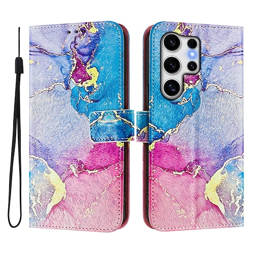 Handy Hülle Handyhüllen Für Samsung Galaxy S25 S24 S24 FE S23 S22 S21 Ultra Plus A55 5G A35 5G A25 A15 Brieftaschenhülle Mit Ständer Magnetisch Vollschutz Retro TPU PU-Leder Image