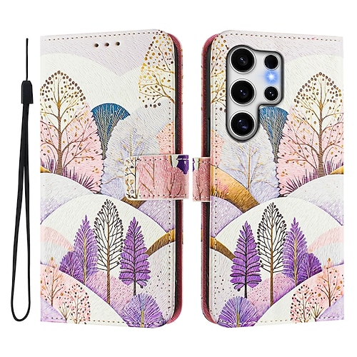 Handy Hülle Handyhüllen Für Samsung Galaxy S25 S24 S24 FE S23 S22 S21 Ultra Plus A55 5G A35 5G A25 A15 Brieftaschenhülle Mit Ständer Magnetisch Vollschutz Retro TPU PU-Leder Image
