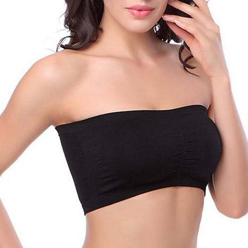 Damen Leichte Unterstützung Sport Bustier bh Sport-BH Bustier Rückenfrei BH-Oberteil Gefüttert Fitness Freizeit Sport Laufen Atmungsaktiv Leichtgewichtig Weich Marineblau Schwarz Weiß Einfarbig Image