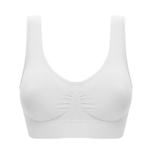 Damen Leichte Unterstützung Sport Bustier bh Sport-BH Bustier Rückenfrei BH-Oberteil nein Fitness Freizeit Sport Laufen Atmungsaktiv Weich Melonen-Rot Schwarz Weiß Einfarbig Image