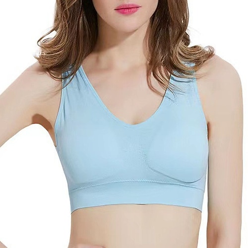 Damen Leichte Unterstützung Sport Bustier bh Sport-BH Bustier Rückenfrei BH-Oberteil nein Fitness Freizeit Sport Laufen Atmungsaktiv Weich Melonen-Rot Schwarz Weiß Einfarbig Image